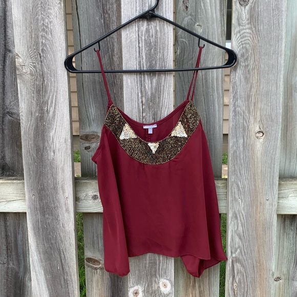 Wine and gold sequin blouse - Picture 3 of 5